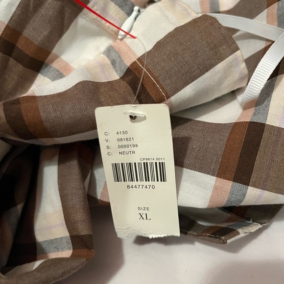 NWT Anthropologie size XL Strapless Brown & White Gingham Belted Midi Dress - Picture 8 of 12